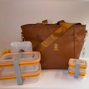 Classy Faux Leather Lunch Tote Set